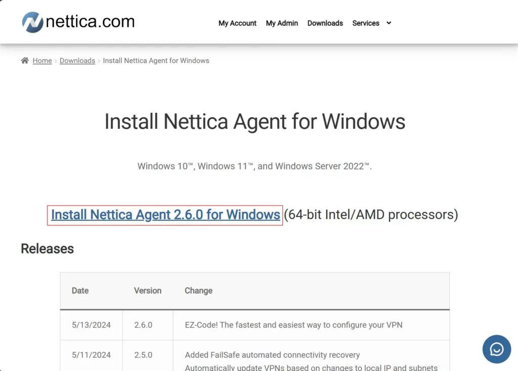 Download the Nettica Agent for Windows