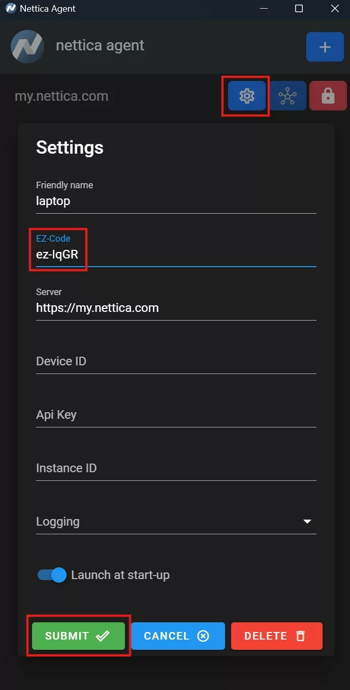 Nettica Agent Settings